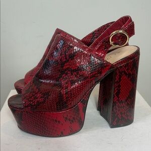 Aldo Red Snake Print Platform Sandals